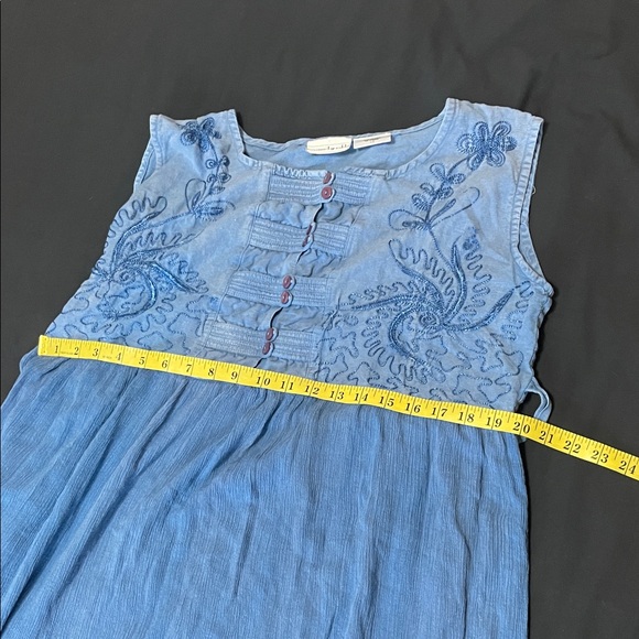 Vintage Emmanuel Geraldo Embroidered Blue Rayon Dress - Size L - Picture 13 of 15